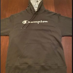 Dark Green Champion Hoodie Cursive Script, Never Worn (Large)